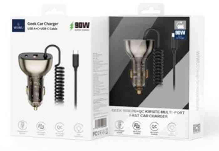 WIWU WI-QC016 90W PD+QC TRANSPARENT CAR CHARGER